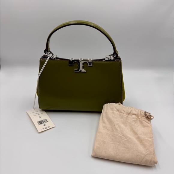 Tory Burch Mini Eleanor Leather Suede Matcha Green Satchel #522 - Picture 1 of 4